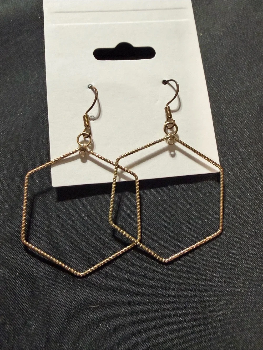 Source Unknown Hexagon Wire Drop Earrings - Gold